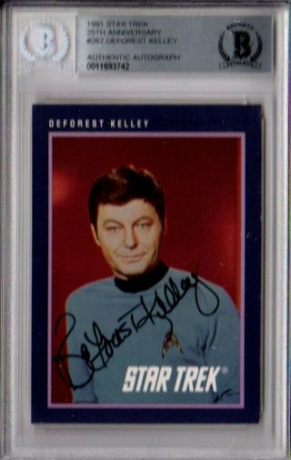 Beckett Deforest Kelley Autographed - Signed 1991 Impel Star Trek Trading Card 742