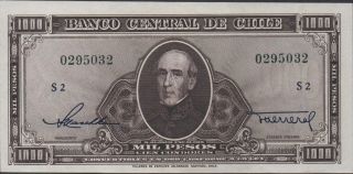 Chile 1000 Pesos Nd.  1947 P 116 Series S 2 Uncirculated Banknote L19