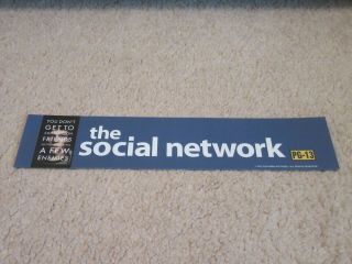 The Social Network [2010] D/s 2.  5 X 11.  5 [small] Movie Poster [mylar]