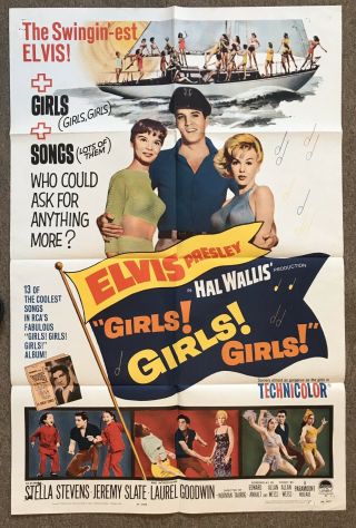 Girls Girls Girls Elvis Presley Movie Poster 27 X 41 Very Good,