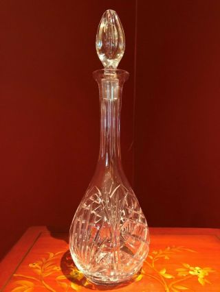 Vintage Clear Crystal Wine Liquor Decanter With Stopper 16 " Tall