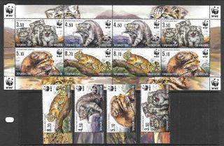 Tajikistan Sc 473 - 6,  476a Nh Set,  Minisheet Of 2017 - Animals - Wild Cats - Wwf