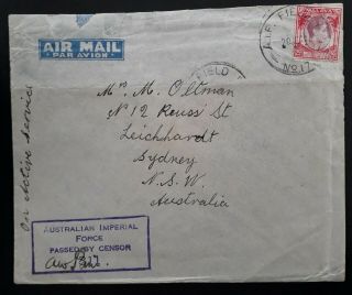 Very Rare 1941 Malaya Australian Forces On Active Service Censor Cover 25c Stamp