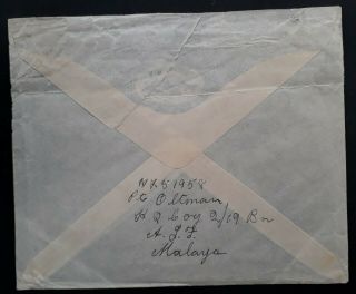 VERY RARE 1941 Malaya Australian Forces On Active Service Censor Cover 25c stamp 2