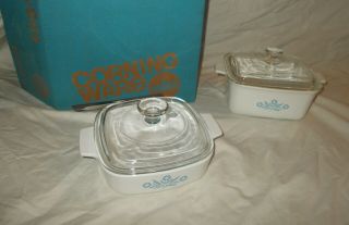 Nos 4 Pc Set Baking Dish & Saucepan A - 981 Vintage Corning Ware Cornflower Blue