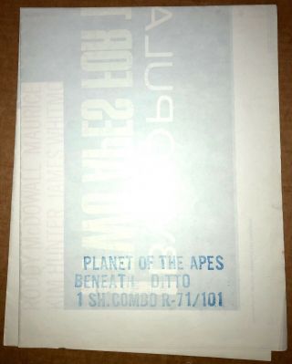 ORIG PLANET OF THE APES/BENEATH PLANET OF APES MOVIE POSTER 1971 DOUBLE FEATURE 2