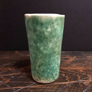 Vintage Mccarty Pottery Studio Merigold Mississippi Green Tumbler Cup Signed
