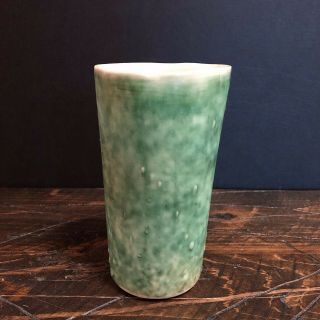 Vintage McCarty Pottery Studio Merigold Mississippi Green Tumbler Cup Signed 2