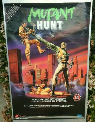 Vintage 1986 Mutant Hunt Movie Poster Sci - Fi Horror Art By C.  W Taylor 23 " X 35 "