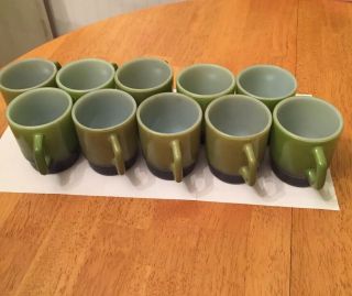 Vtg Fire King Green And Black Coffee Mugs Anchor Hocking D Handle Stackable