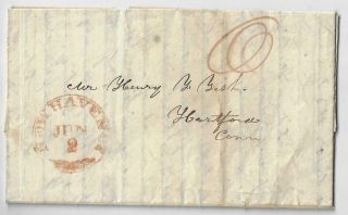 Us Stampless Cover,  Haven To Hartford,  Letter Dated 1832,  10 (?)