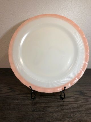 Vintage Macbeth Evans Cremax Pink & Milk Glass Cake Plate Platter Circa 30s 40s
