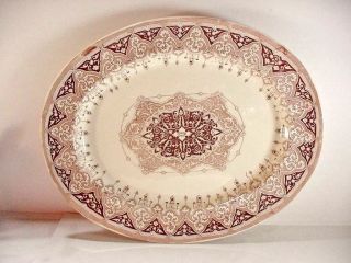 Copeland Spode: Turkey Platter: Brown Transferware " Alhambra " 17 " - - 1880 Rare