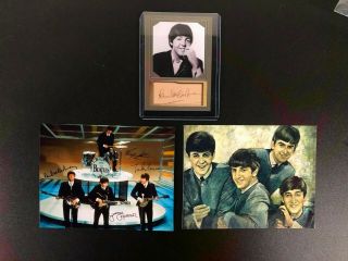 Beatles - Paul Mccartney - Autograph Card W 2 Photos Signed D Gordon 230