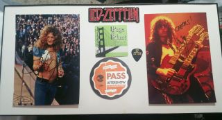 Robert Plant Jimmy Page Led Zeppelin Framed Signed Photo,  2 Vip Pass,  Pick
