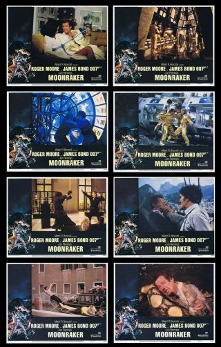 Moonraker (1979) Complete U.  S.  Lobby Card Set Of 8 - James Bond 007