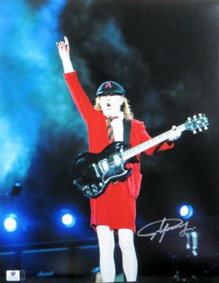 Angus Young Signed Autographed 11x14 Photo Ac/dc Guitarist On Stage Gv838822