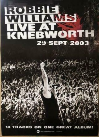 Robbie Williams Live At Knebworth Poster Poster Uk Promo 20 X 28 Chrysalis