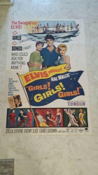 Elvis Presley Girls,  Girls,  Girls 1sh 1 Sheet Movie Poster Vg - Rare