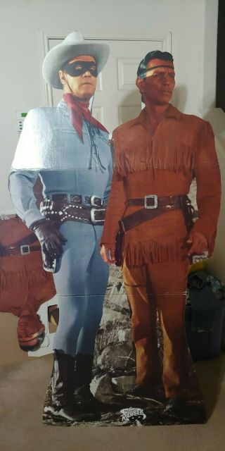 Vintage Movie Theater Stand Up Life Size Cut Out Of The Lone Ranger And Tonto