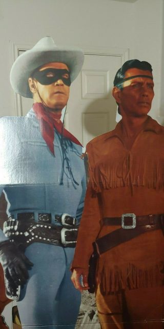 Vintage movie theater stand up life size cut out of The Lone Ranger And Tonto 3