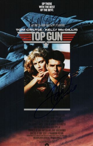 Tom Cruise & Kelly Mcgillis Signed Top Gun 11x17 Movie Poster