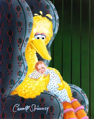 Caroll Spinney Signed 11x14 Big Bird Print Sesame Street Puppeteer Autographed