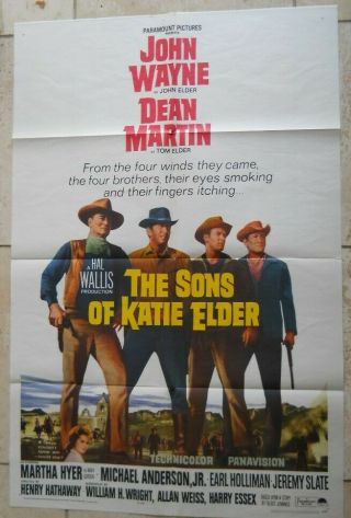 " The Sons Of Katie Elder " 1965 - John Wayne Vintage U.  S.  1 Sheet - Folded 27x41