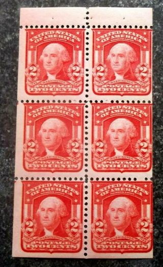 Buffalo Stamps: Scott 319g Carmine Booklet Pane,  Nh/og & Fine,  Cv = $180