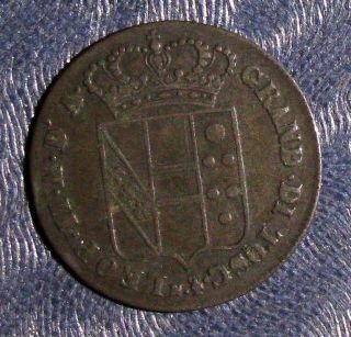 1840 Italian States Tuscany 3 Quattrini Copper Coin; Km 64 Ch Vf
