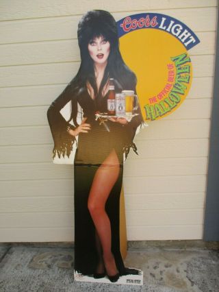 Halloween 1991 Elvira Coors Light Beer 6 Foot Tall Cardboard Advertising Standee