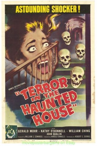 Terror In The Haunted House Movie Poster Folded 27x41 Horror Film 1959