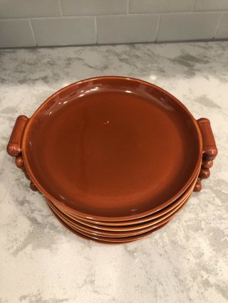 Vtg Red Wing Potteries Usa Dinnerware Rust Handles Round 8 - 3/4 " Plate Set Of 7