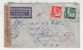 Netherlands East Indies,  1941 Censored Airmail Cover To Australia,  10c. ,  25c.