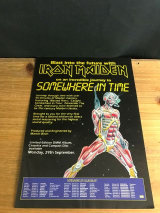 Rare 1986 Vintage 8x11.  5 Album Promo Print Ad For Iron Maiden Somewhere In Time