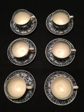 W T Copeland And Sons Circa 1867 - 1890 Grey Delhi Coffee Cups And Saucers