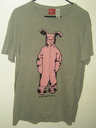 A Christmas Story Pink Nightmare Bunny Rabbit Suit Ralphie Film T - Shirt Size L