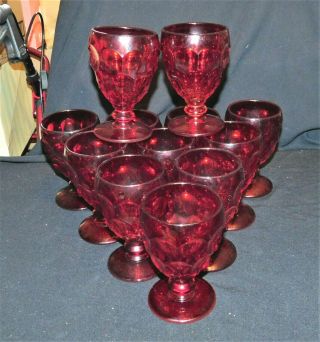 Vintage Paden City " Georgian " Set Of 12 Ruby Water Goblets,  Ex Cond
