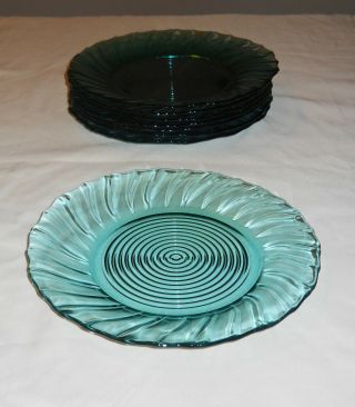4 Jeannette Depression Glass Ultramarine Swirl 9 " Luncheon Dinner Plates