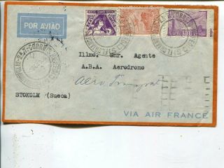 Brazil Air France Airmail Cover To Sweden 1935