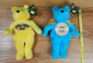 Rare 2 Nwt Vintage Beatles Beanie Bears Magical Mystery Sgt Peppers Blue Yellow