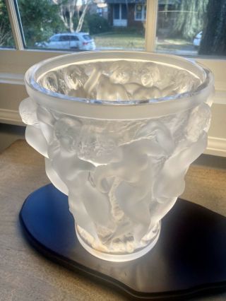 Lalique Bacchantes Crystal Vase France - 1927 Design Signed 9 3/4 