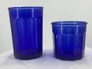 Set Of 2 Cobalt Blue Glass 500made In France