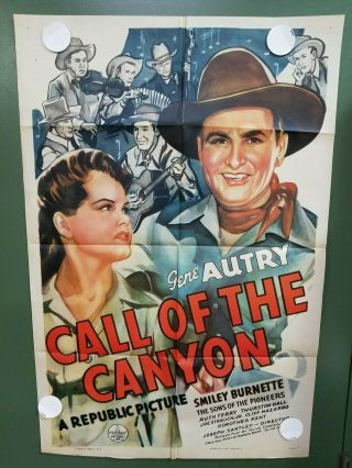 1942 Call Of The Canyon One Sheet Poster 27 " X41 " Gene Autry Western Musical