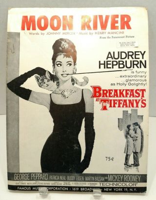 1961 Moon River Sheet Music Audrey Hepburn Breakfast At Tiffany 