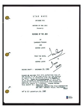 David Prowse Signed Autographed Star Wars Return Of The Jedi Script Bas