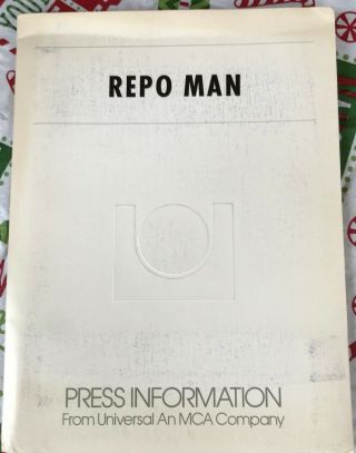 Very Rare Movie Press Kit - Repo Man - The Cult Classic From 1984