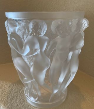 Lalique Large " Bacchantes Vase " - France - Crystal - Signed & Sticker