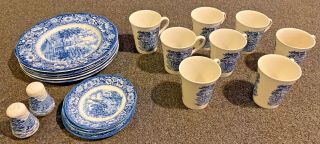 Liberty Blue Staffordshire Independence Hall Monticello Dish Set