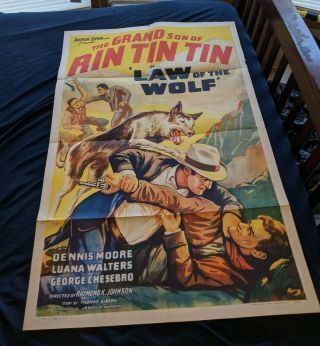 1939 Law Of The Wolf One Sheet Movie Poster Grandson Of Rin Tin Tin